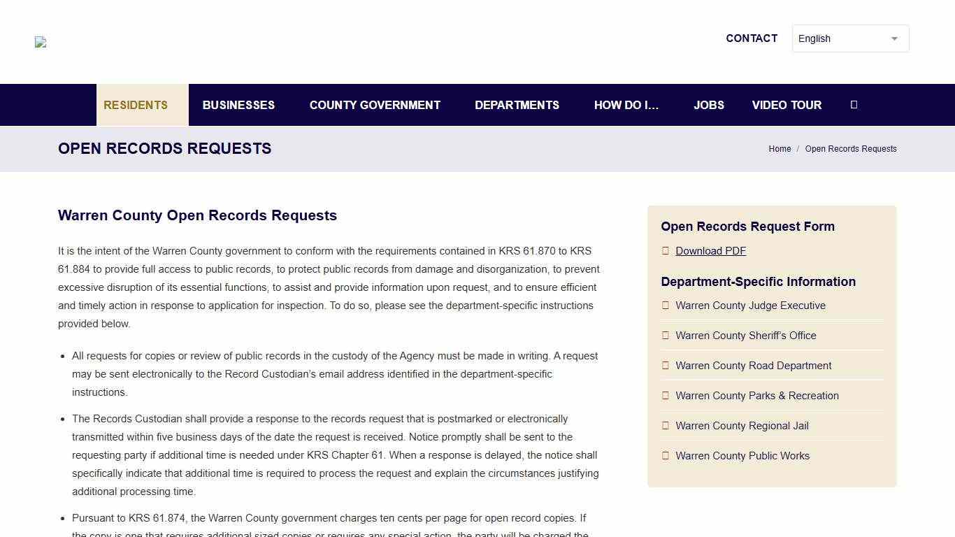 Open Records Requests - Warren County Kentucky